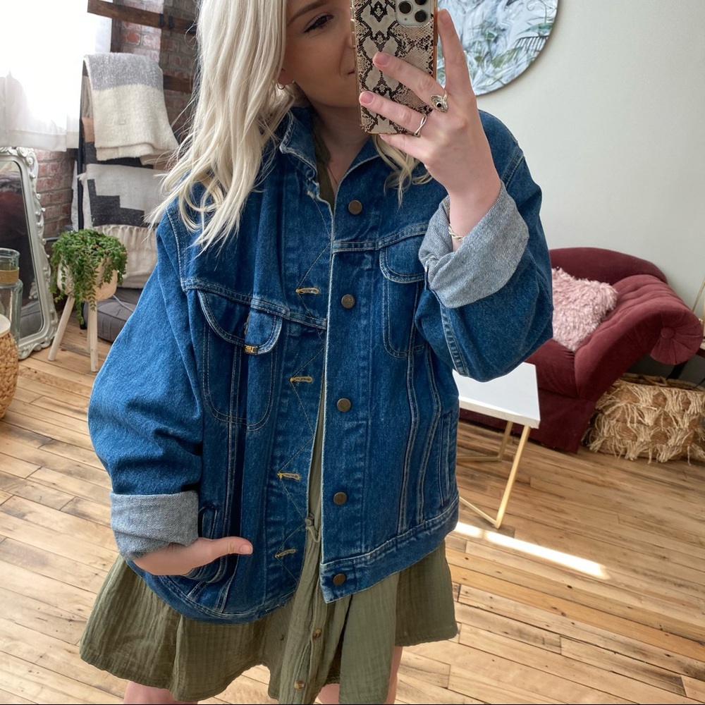 VINTAGE LEE Oversized Denim Jean Jacket USA - Picture 6 of 14